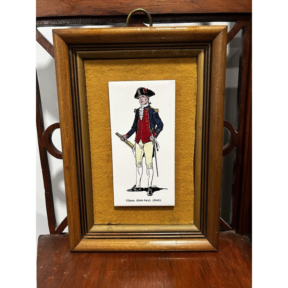 Framed Comm.John Paul Jones Ceramic Tile Wall Hanging